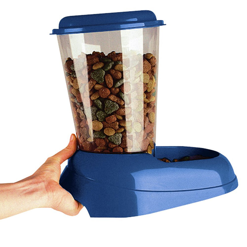 Ferplast Dry Food Dispenser for Dogs and Cats 3 Litres ZENITH Practical Pet Feeder Food Dispenser Biscuits for Animals, Transparent Tank With Lid, Non-Slip Bottom, 20,2 x 29,2 x h 28,8 cm Blue - PawsPlanet Australia