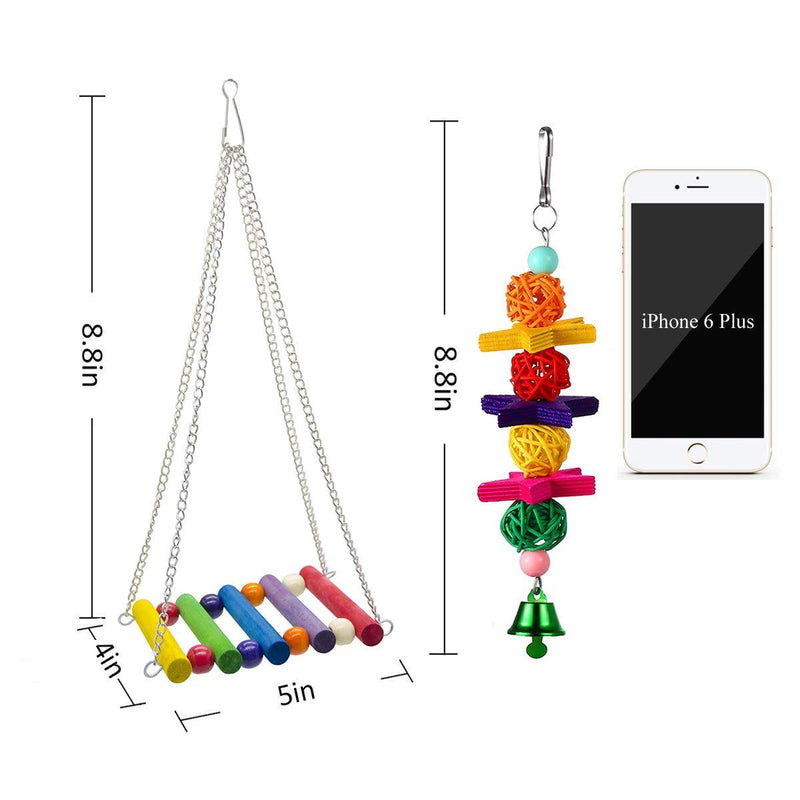 [Australia] - SHANTU 7 Packs Bird Swing Chewing Toys- Parrot Hammock Bell Toys Suitable for Small Parakeets, Cockatiels, Conures, Finches,Budgie,Macaws, Parrots, Love Birds 