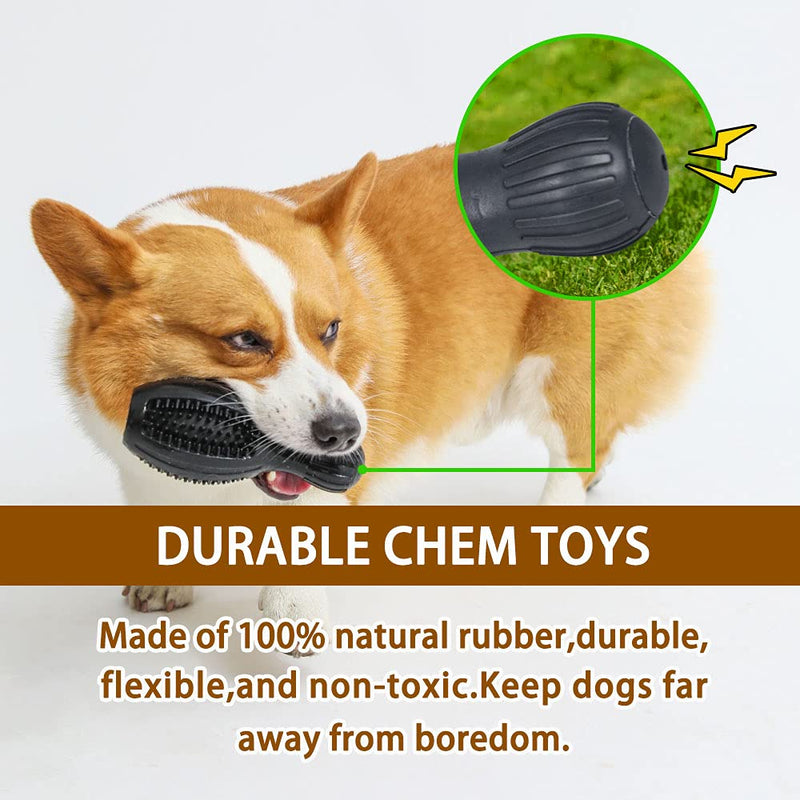 Dog Chew Toy for Aggressive Chewers Dog Tough Toys Squeaky Dog Toys for Medium Small Dogs 3 in 1 Teething Clean Toy Food Dispensing Pet Toy Natural Rubber with Milk Flavor Dog Toys (Black) Black Small Black - PawsPlanet Australia