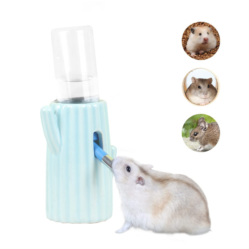 BUCATSTATE Hamster Water Bottle Cactus Ceramic Leakproof 120ml Guinea Pig Water Bottles Rabbit Water Bottle with Holder Water Feeder for Small Animals (Blue) Blue - PawsPlanet Australia