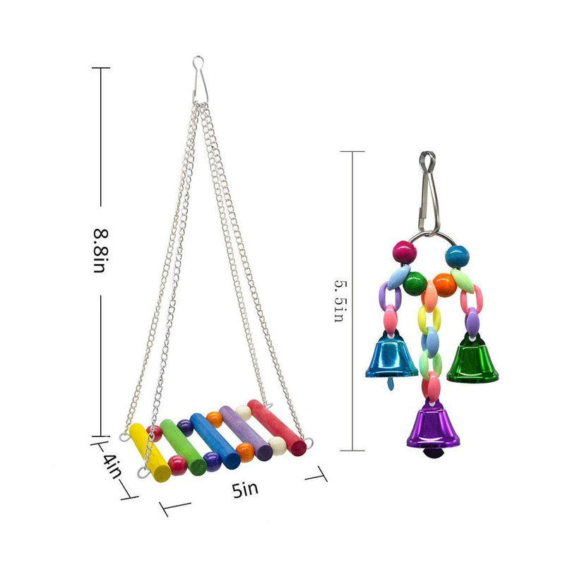 Deloky 8 Packs Bird Swing Chewing Toys- Parrot Hammock Bell Toys Suitable for Small Parakeets, Cockatiels, Conures, Finches ,Budgie,Macaws, Parrots, Love Birds - PawsPlanet Australia
