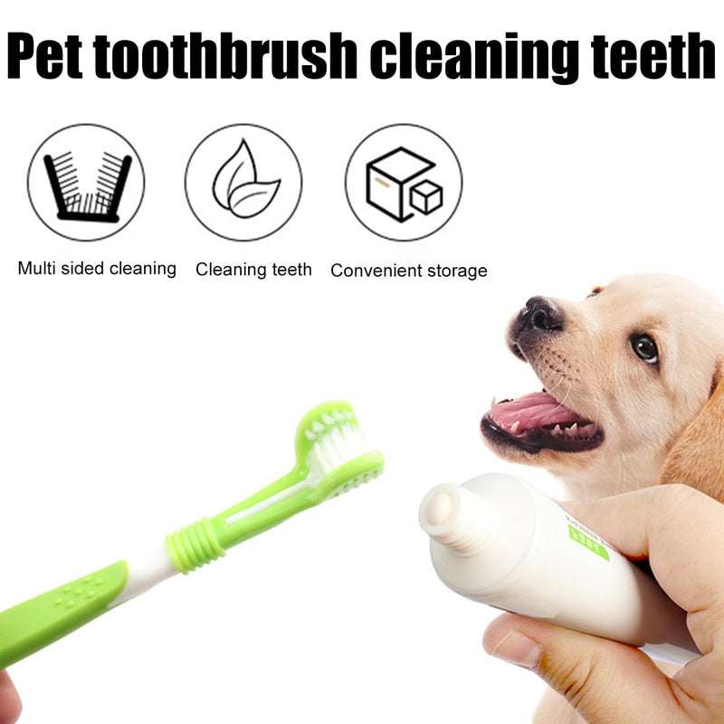 ZCSOWE Dog Toothbrush, Pack of 4 Pet Toothbrushes, Toothbrushes for Dogs, Pet Toothbrush Triple Head Toothbrush Cat Toothbrush Soft Pet Cat Dental Care Dog Oral Hygiene Deep Clean - PawsPlanet Australia
