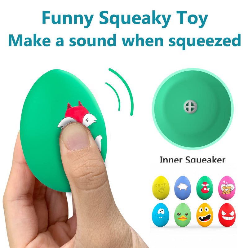 Squeaky Dog Ball, [8 Pack] Interactive Latex Rubber Dog Squeak Toys, Soft Bouncy Fetch Egg Shape Pet Balls for Dog (8 PACK) 8 PACK - PawsPlanet Australia