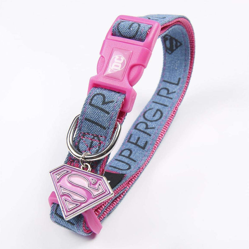 SuperGirl Dog Collar, Lightweight Adjustable Comfortable Soft Nylon, Outdoor Obedience, Dog Walking and Puppy Training Collar, Strong & Robust Buckle, Daily Use, Size M/L Denim - PawsPlanet Australia