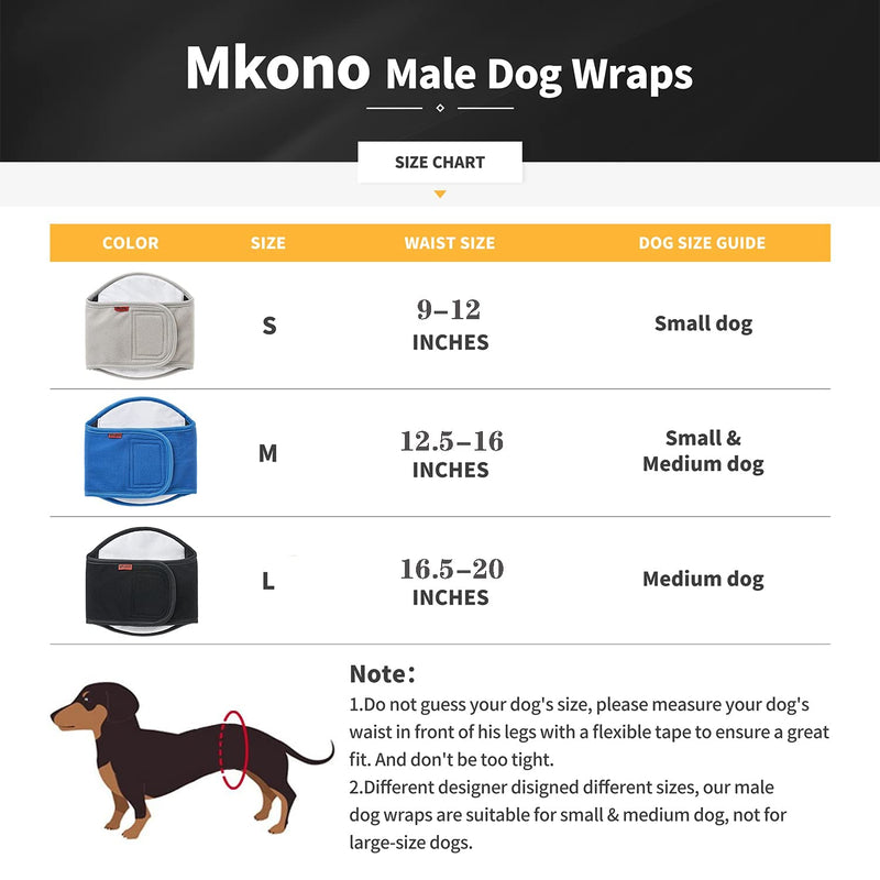 Mkono Belly Band for Male Dogs Washable Male Dog Diapers Wraps Soft Reusable Belly Band, Highly Absorbent Belly Bands Male for Small and Medium Dogs(3 Pcs) - PawsPlanet Australia