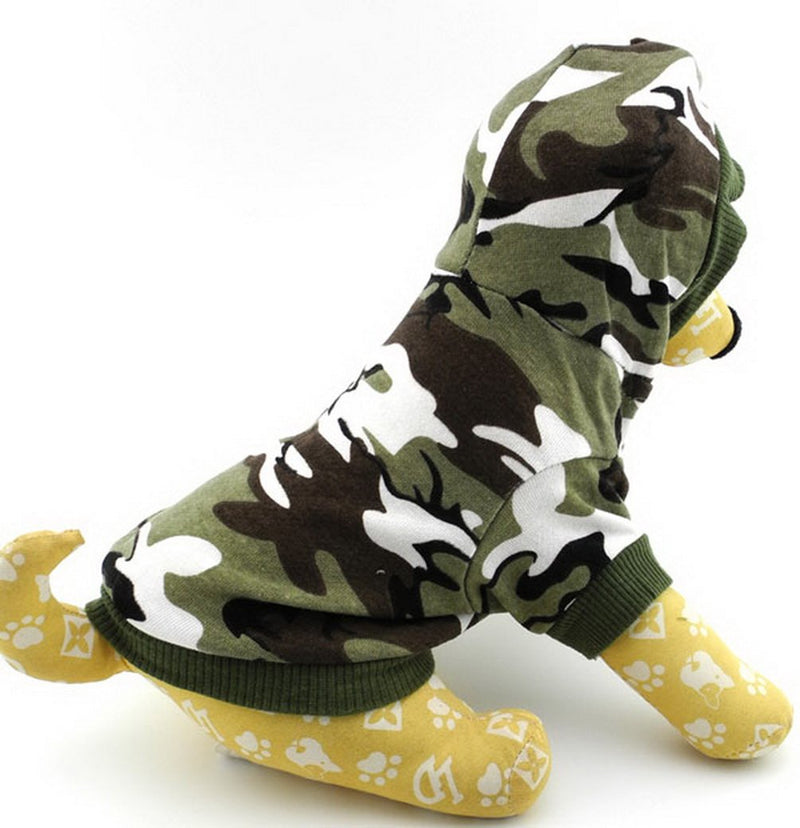 SMALLLEE_LUCKY_STORE Small Dog Camo Hoodie Shirt Chihuahua Clothes for Boys Puppy Tee Shirt for Cat Yorkshire Toy Poodle Green S - PawsPlanet Australia