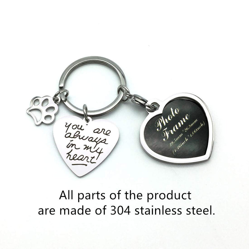 Pet Dog Remembrance Memorial Photo Frame Keychain Gifts, Pet Sympathy Present,You are Always in My Heart - PawsPlanet Australia