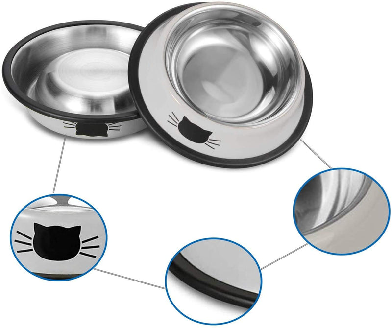 Voarge Set of 3 Cat Feeding Bowls, Stainless Steel Non-Slip Cat Bowl, Cat Bowl Set, Cat Feeding Bowl, Water Feeding Bowl - PawsPlanet Australia