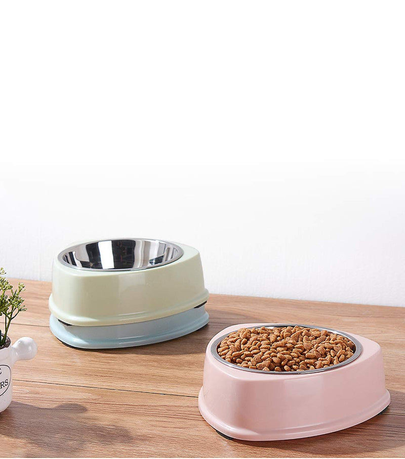 Junhonsion 2 PCS Cat Bowls Dog Bowls，Stainless Steel Cats Food Bowls Non-slip Dogs Bowl Pet Supplies (Blue and pink) Blue and pink - PawsPlanet Australia