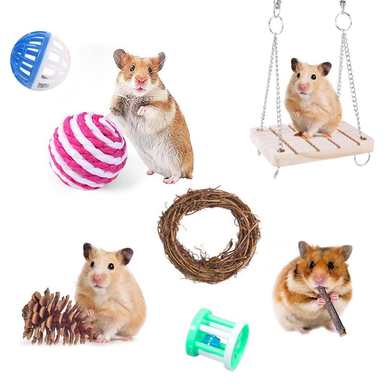 ZJRung 11 Pieces Hamster Chew Toy Set for Small Animals Hamster Chew Toy Accessories Molar Molar Tooth Toy Toy for Guinea Pigs Rats Chinchillas Toy Accessories - PawsPlanet Australia