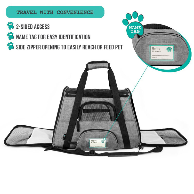 [Australia] - PetAmi Premium Airline Approved Soft-Sided Pet Travel Carrier | Ventilated, Comfortable Design with Safety Features | Ideal for Small to Medium Sized Cats, Dogs, and Pets Heather Gray 