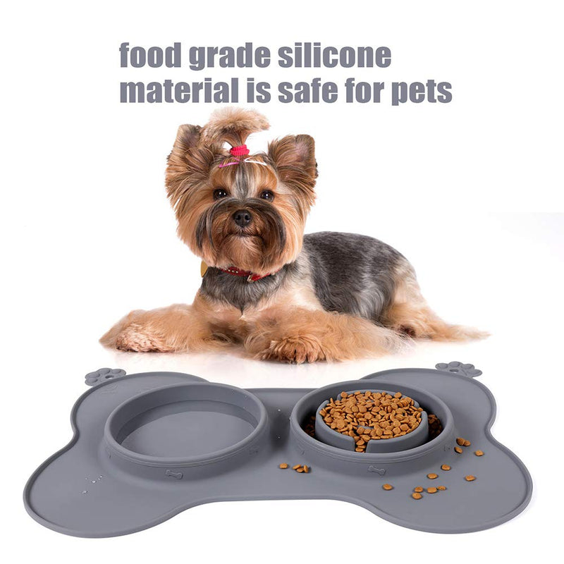 Blingbin Slow Eating Pet Bowls, 2-in-1 Dog Food Bowl, Dog Food Mat Pet Double Bowl Silicone Dog Bowls Anti-Choking Dog Feeding Mat, Hedgehog Bowl Cat Bowls With Stand, 20.44 * 13.76 inch - PawsPlanet Australia