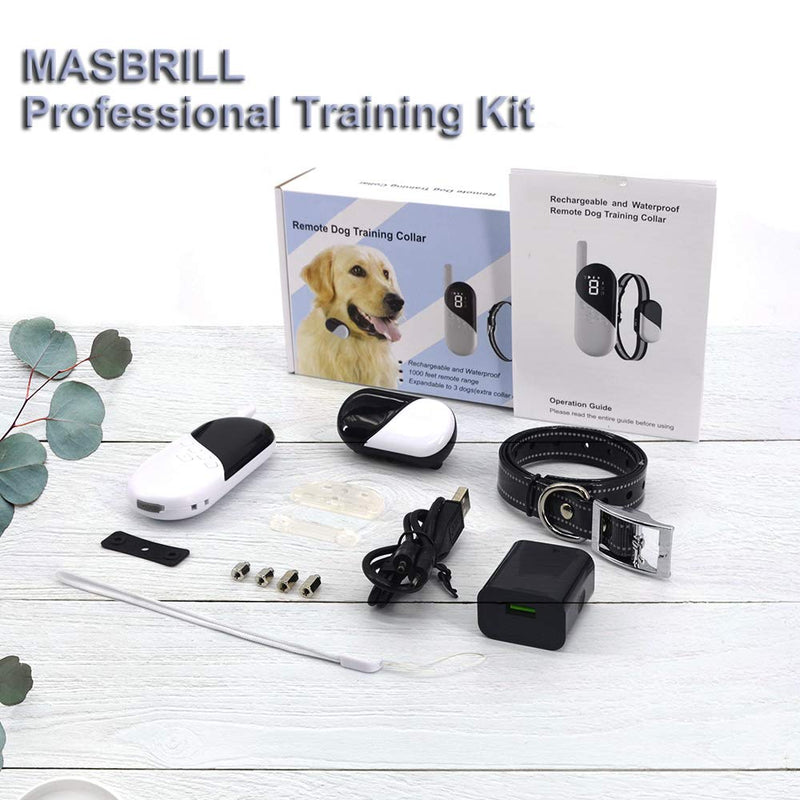 [Australia] - MASBRILL Dog Training Collar, 1000FT Control Range, IPX7 Waterproof Pet Behavior Training Collar with Three Modes, for Small Medium Big Dogs, 3 Dogs at The Same Time Remote with 1 Collar 