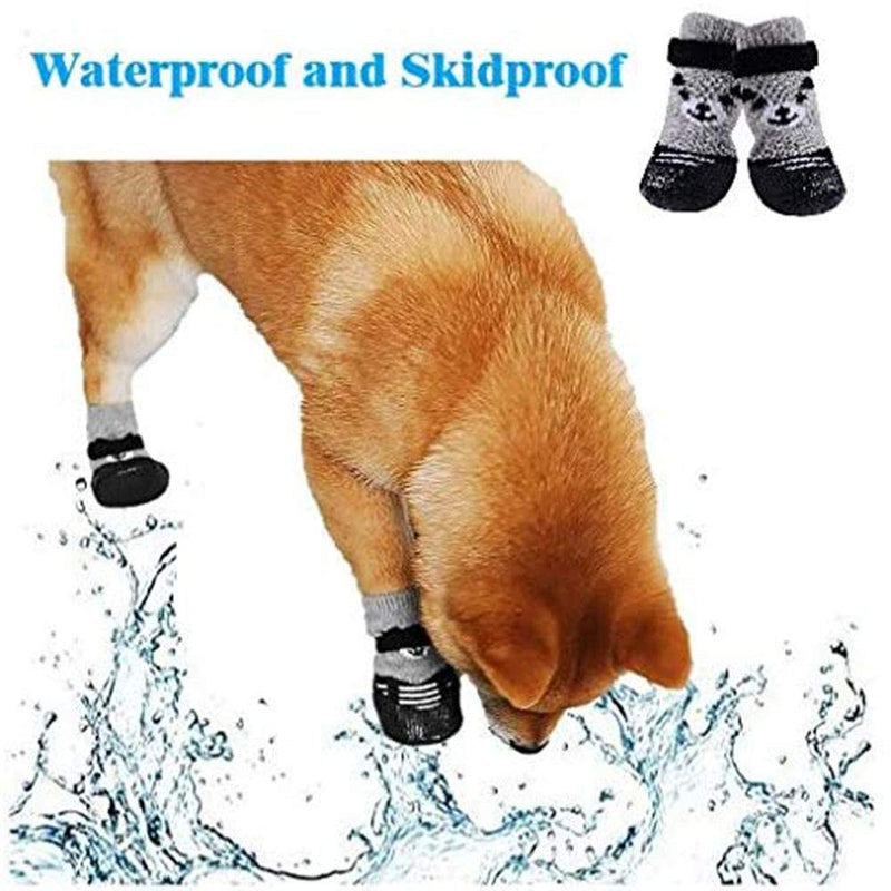 sakasa Anti Slip Dog Socks/Dog Shoes - with Adjustable Strap and Rubber Sole- for Small Dogs Cats Puppies - Pet Paw Protection 2 Pairs L - PawsPlanet Australia