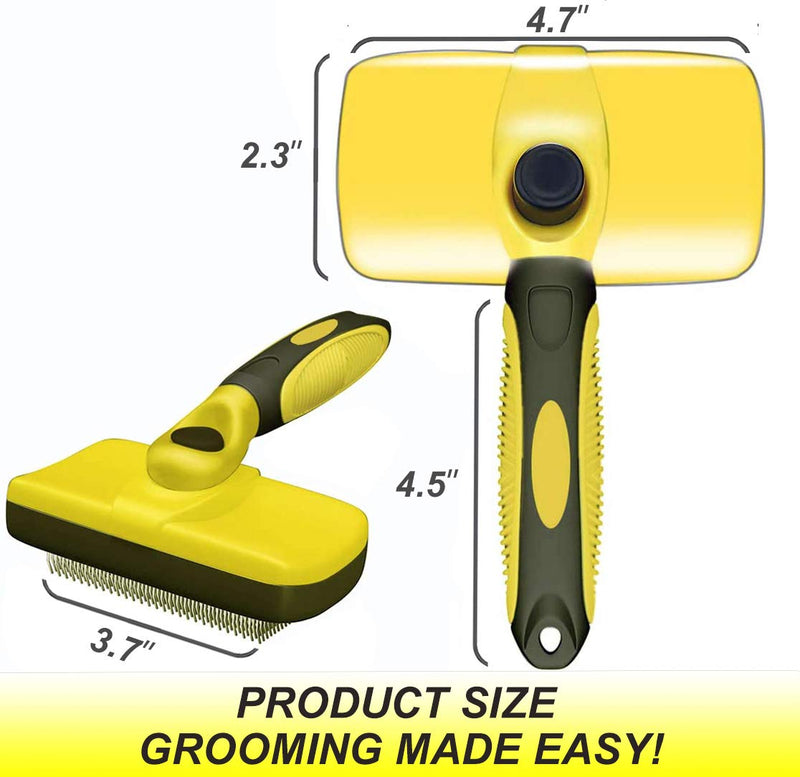 Bingobang Slicker Dog Comb Brush,Cat Pet Grooming Brush,Use to Clean Loose Fur & Dirt with Dogs and Cats,Professional Deshedding Tool - Reduces Shedding by up to 95%(Yellow) Yellow - PawsPlanet Australia