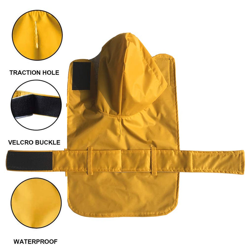 LeerKing Double Layer Dog Raincoat with Leash Hole Breathable Rain Jacket with Adjust Waist Strap Hooded Slicker Poncho for Small to 5X-Large Dogs, Yellow, XXS - PawsPlanet Australia