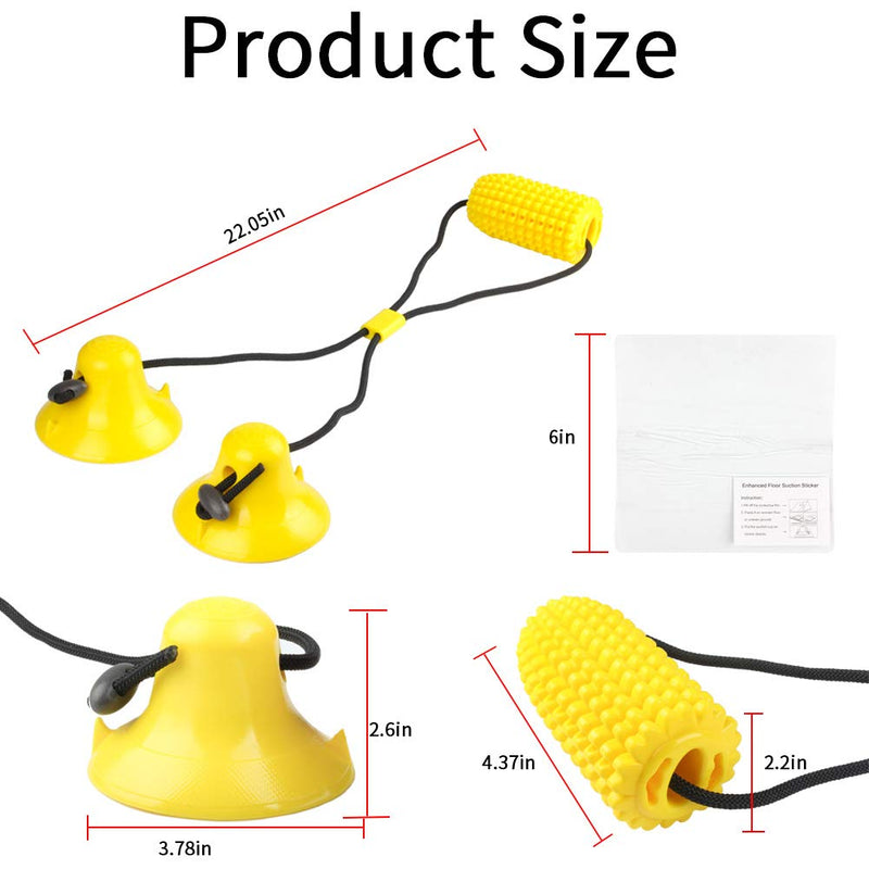 Ezeso Corn Dog Chew Toys with Double Suction Cup, Dog Toothbrush Chew Toy Cleaning Teeth Brushing Dental Health, Pet Molar Bite Toy with Rope Resistant for Small Middle Pets (Yellow) Yellow - PawsPlanet Australia