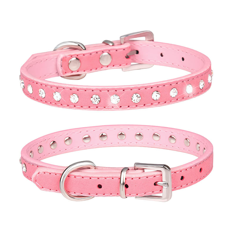 3 PC Girl Dog Collars, Leather Puppy Collar - Pink Female Dog Collars with Bow Floral Diamond - Miniature Chihuahua Collar Yorkie Accessories - Cute Doggie Cat Summer Collar (X-Small, Floral) X-small - PawsPlanet Australia