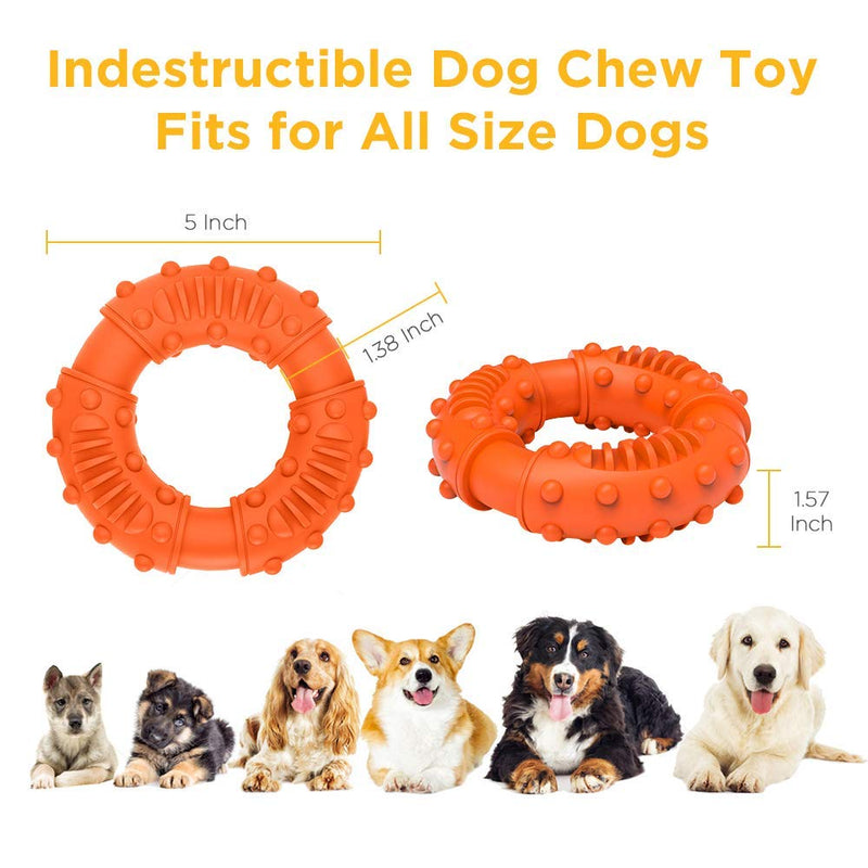 ABTOR Ultra Durable Dog Chew Toy - Toughest Natural Rubber - Texture Nub Dog Toys for All Aggressive Chewers Large Dogs Puppy - Fun to Chew, Dental Care, Training, Teething (A-Orange) A-Orange - PawsPlanet Australia