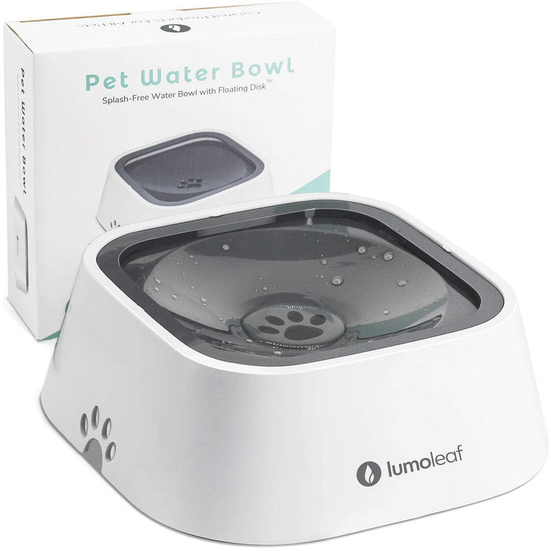 LumoLeaf No-Spill Pet Water Bowl Grey+White Companion - PawsPlanet Australia