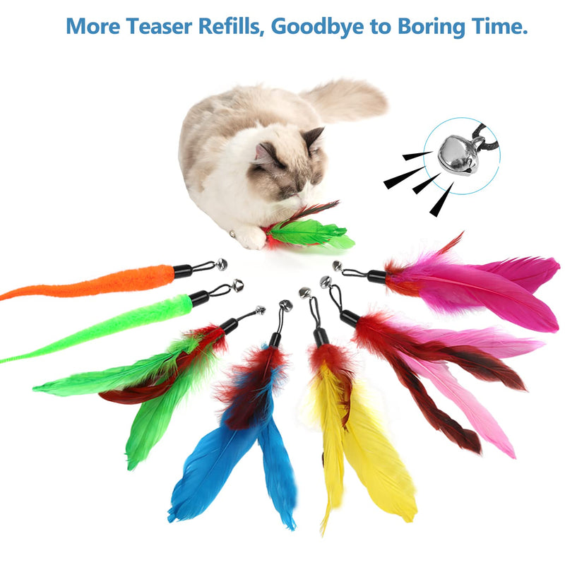 Cat Toys Kitten Toys, Interactive Cat Toy 2pcs Retractable Cat Wand Toy & 7pcs Natural Cat Feather Teaser Toys Refills, Telescopic Cat Fishing Pole Toy for Indoor Cats Gifts, Kitty Toys for Exercise - PawsPlanet Australia