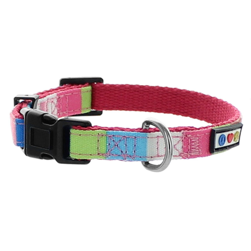 [Australia] - Pawtitas Pet/Puppy Soft Training Adjustable Multicolor Dog Collar Extra Small XS Pink / White / Teal / Green 