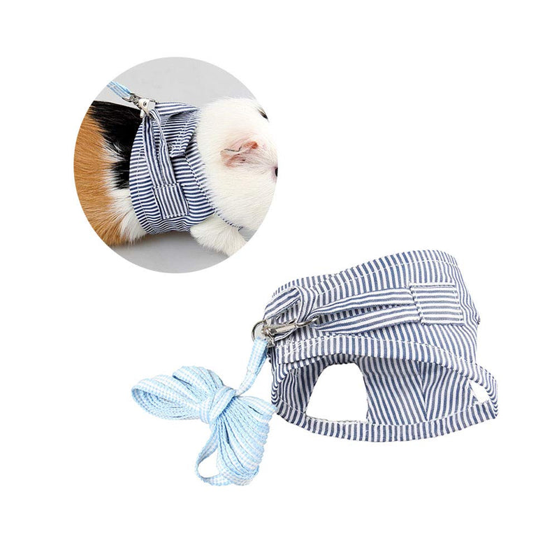 POPETPOP Guinea Pig Harness and Leash-Rabbit Harness Cotton Stripe Chest Strap Vest for Chinchilla Rat Squirrel Hedgehog Ferret Outdoor Walking Clothes-Size L (Blue) S - PawsPlanet Australia