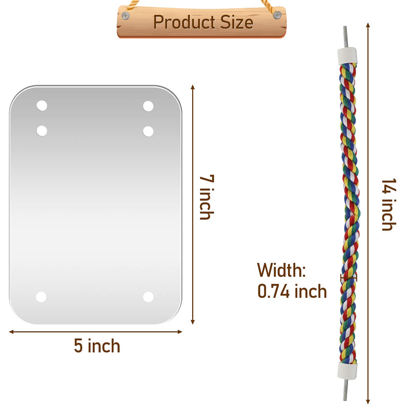 Mygeromon Bird Mirror Perches Rope for Cage Parrot/Budgies/Small Birds/Cockatiels/Parakeet Colorful Stand Toy - PawsPlanet Australia