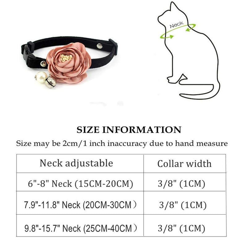 [Australia] - Exquisite Dog and Cat Collar, Soft and Comfortable Faux Leather, Pet Collar with Bell and Adjustable Bow for Party Holiday Decoration Beauty Accessories 7.9"-11.8" Neck Pack of 1 - Pink rose 