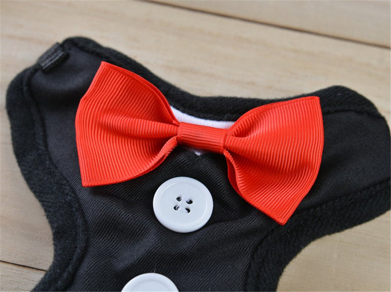 [Australia] - Delifur Cat Harness with Leash Adjustable Gentleman Suit Bow Tie Decoration for Cats & Small Dogs Medium 