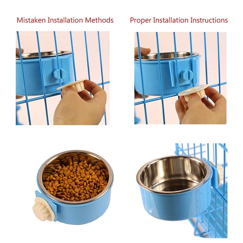 Joyoldelf 2-in-1 Pet Hanging Bowl for Crates & Cages Removable Stainless Steel Dog Bowl with Plastic Puppy Feeder Food Water Bowl for Cat, Rabbit, Bird, Hamster, Shitzu, Ferret - PawsPlanet Australia