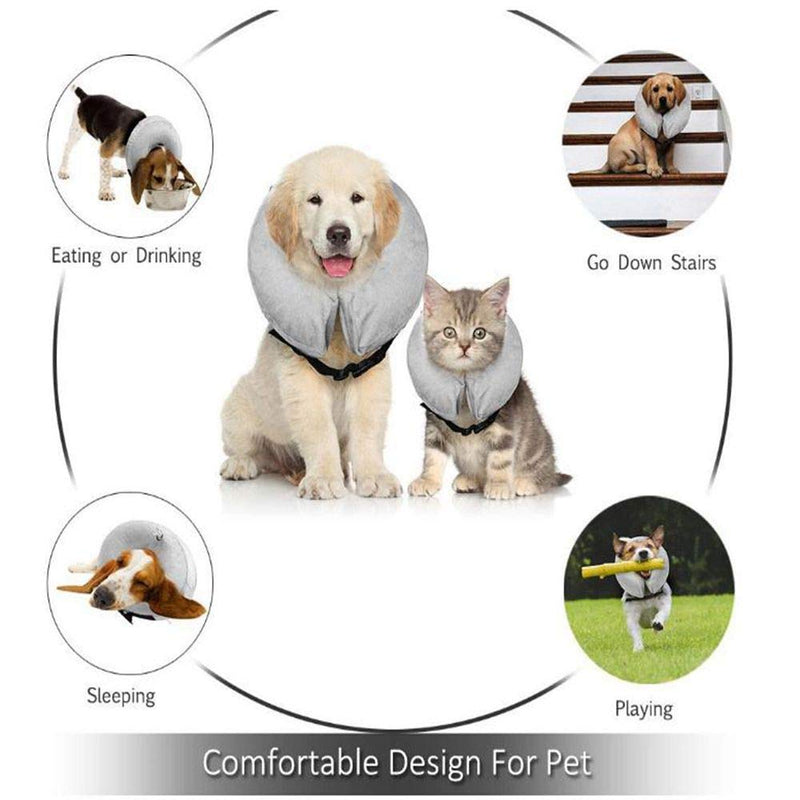 AILITRADE Pet Inflatable Basic Dog Collars for Small Dog Puppy and Cat, Comfy Pet Recovery Collar Dog Cone S Black - PawsPlanet Australia