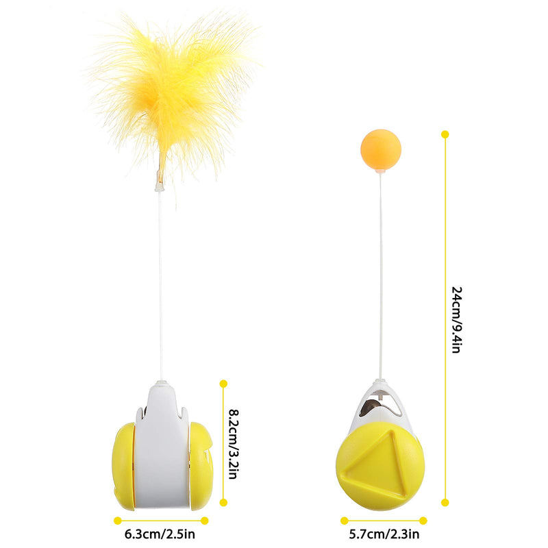 [Australia] - JOSEKO Cat Toy Roly-Poly Toy for Kitty Kitten Interactive Toys for Indoor Cats with Ball and Feather Yellow 