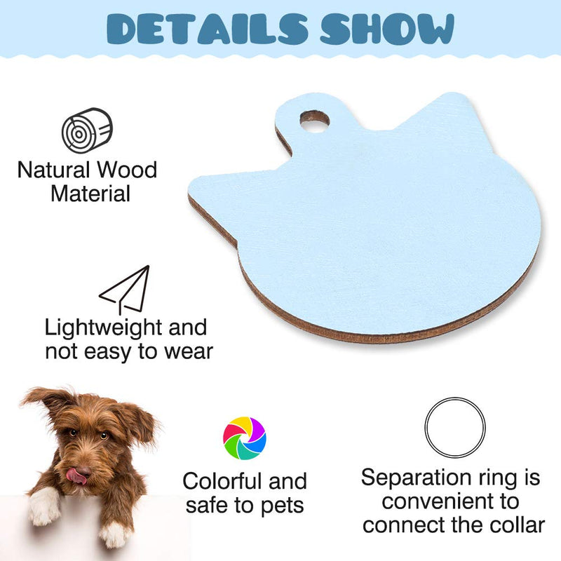 [Australia] - SCENEREAL Pet ID Tags for Dogs & Cats Personalized - 6 Pack Wooden Handwriting Engraved Tags Collar Accessories - 6 Colors and 6 Shapes 