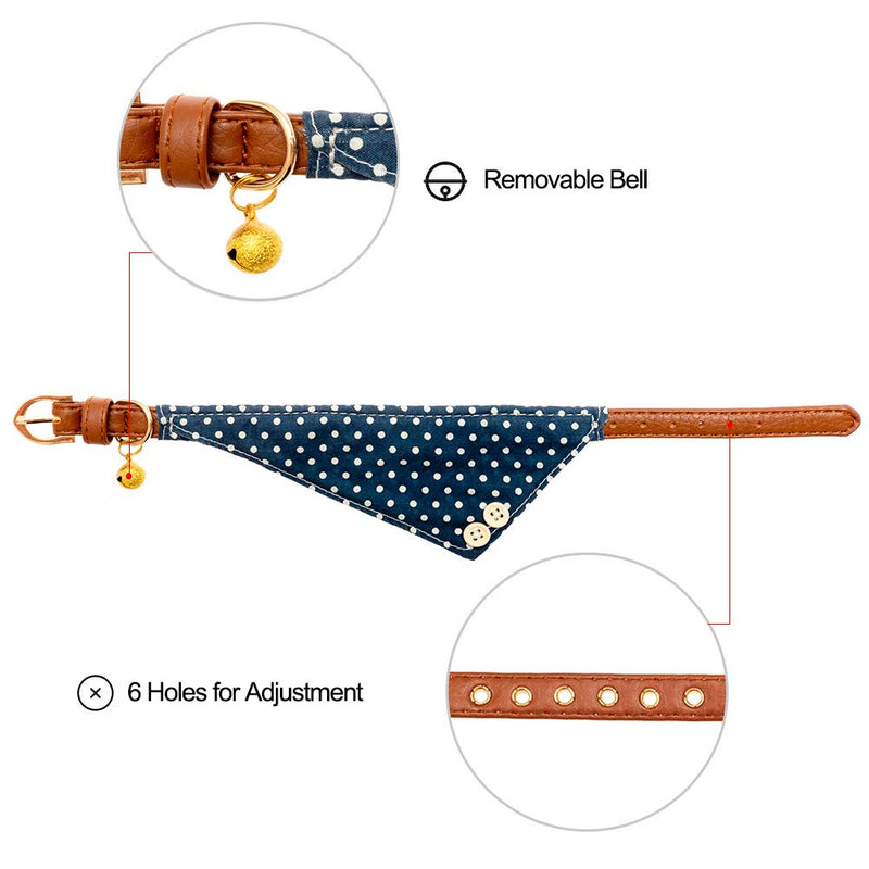 [Australia] - EXPAWLORER Bow Tie Dog Collar with Bell, 2 Pack Classic Plaid Adjustable Collars Bowtie Bandana for Puppy Cats S Blue 