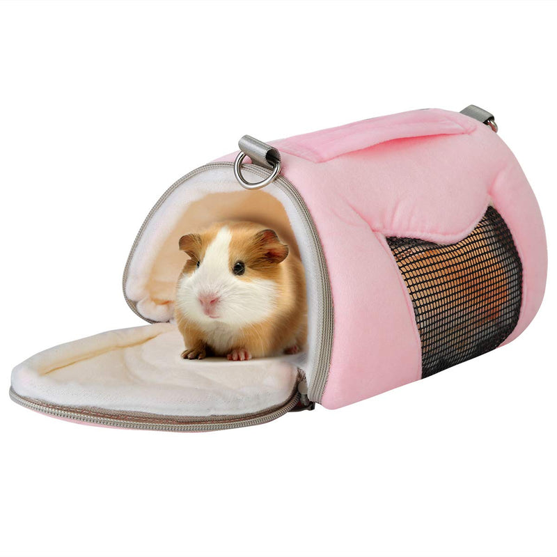 Breathable Small Pet Carrier Bag,Portable Travel Handbag with Adjustable Single Shoulder Strap for Hamster, Hedgehog, Sugar Glider, Chinchilla, Guinea Pig and Squirrel Pink - PawsPlanet Australia