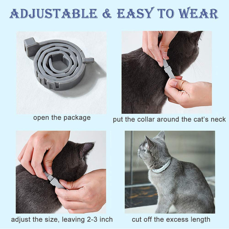 Wustentre Cat Calming Collars 3 Pack, Pheromone Calming Collar for Cats, Natural, Adjustable, Waterproof Relieve Cat Anxiety Collar, Kitten Pheromone Collars for 60 Days Safe Use grey - PawsPlanet Australia