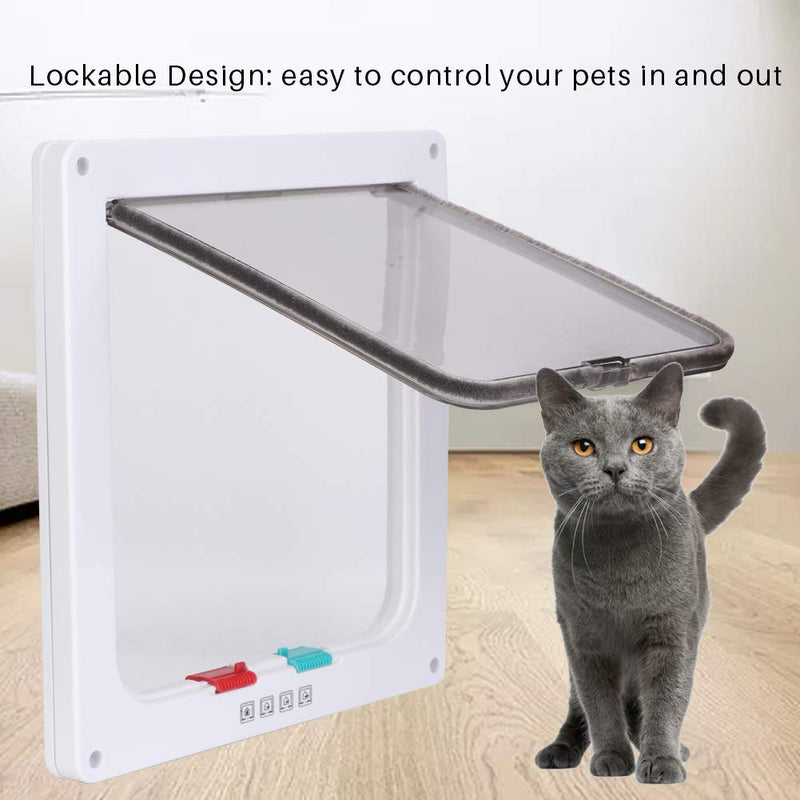 Pssopp Pet Screen Door ABS Acrylic Dog Cat Flap Waterproof Pet Lockable Door Inner Size 9 * 8inch for Small Medium Dog Cat(White) White - PawsPlanet Australia