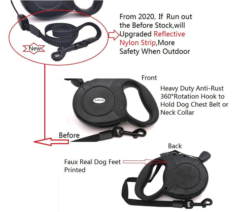 [Australia] - Esbuy Heavy Duty Retractable Dog Leash 26ft,Pet Long Walking Leashes Leads for Small Medium Large Dogs Doggie Up to 100lbs Black 