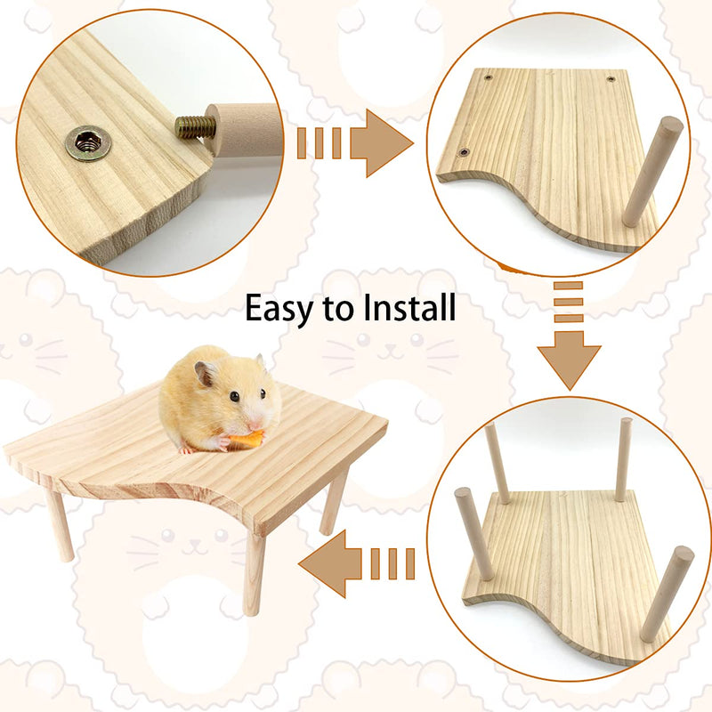 Vehomy 2PCS Hamster Stand Platform Toys Small Pet Wooden Platform with Pillars Rodent Ladder Bridge Rat Climbing Chew Toy Cage Accessories for Hamster Squirrel Gerbil Chinchilla Parrot and Bird - PawsPlanet Australia