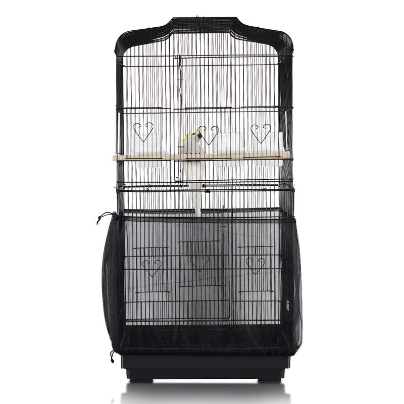 ASOCEA Extra Large Bird Cage Seed Catcher Guard Universal Birdcage Cover Nylon Mesh Net for Parrot Parakeet Macaw Lovebird African Grey - Black (Not Include Birdcage) - PawsPlanet Australia