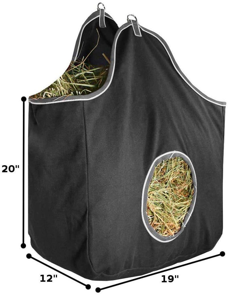 Derby Originals Large D-Ring Canvas Horse Hay Bag with Extra Wide Gusset and Six Month Warranty Black - PawsPlanet Australia