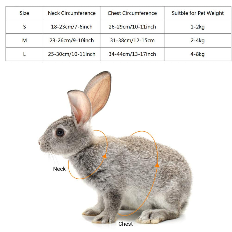 Pssopp Rabbit Harness Leash Cute Bunny Vest Harness and Leash Set With Button Decor Pets Adjustable Formal Suit Style Plaid Stripe Harness Grey(S) S - PawsPlanet Australia