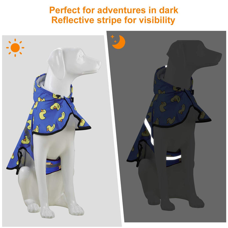 [Australia] - Dog Raincoat Adjustable Waterproof Hooded Slicker Lightweight Rain Poncho for Small Medium Large Dogs and Puppies Pet Jacket with Hood Reflective Strip Comfortable Easy to Wear for Walking Hiking L Cute Duck 