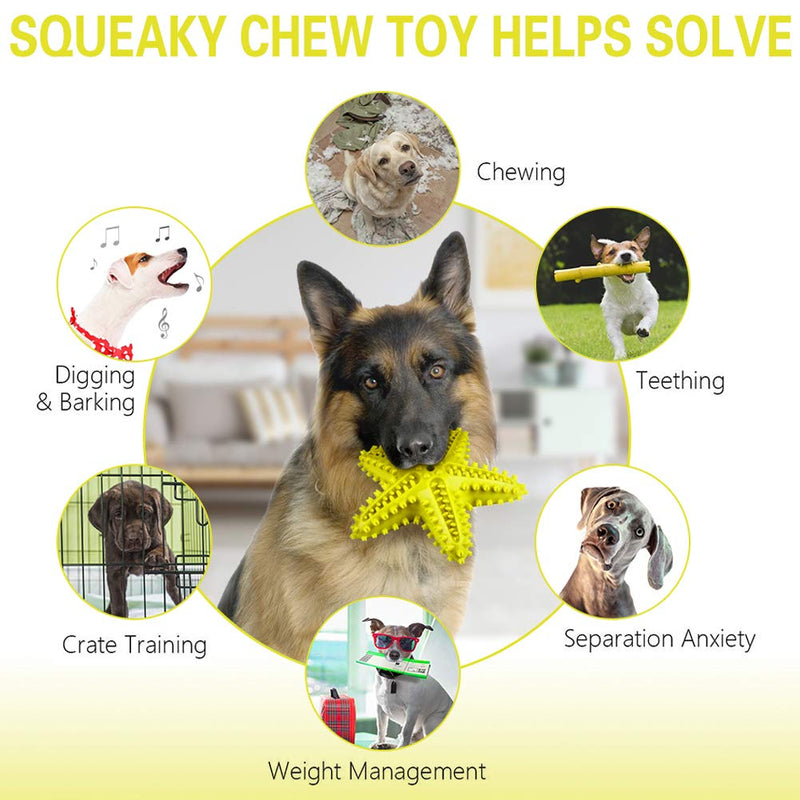 Dog Chew Toys Teeth Cleaning Toothbrush Squeaky Toy, Durable Puppy Teething Chew Toy Tough Pet Dental Oral Care Brushing Sticks Dogs Chewing Toys for Aggressive Chewers Small Medium Breed Yellow - PawsPlanet Australia