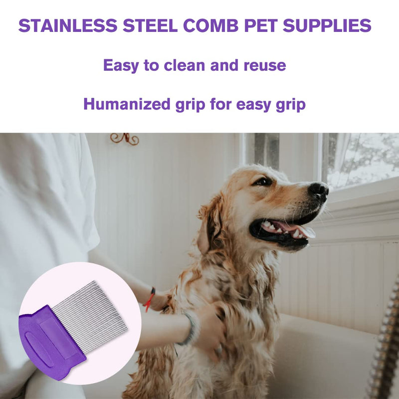 6 Pieces Flea Tear Stain Remover Comb Pet Dogs Cats Grooming Tool Stainless Steel Safe Metal Tooth Removal Combs Clean Lice/Tangles/Knots/Scrust/Dirt - PawsPlanet Australia