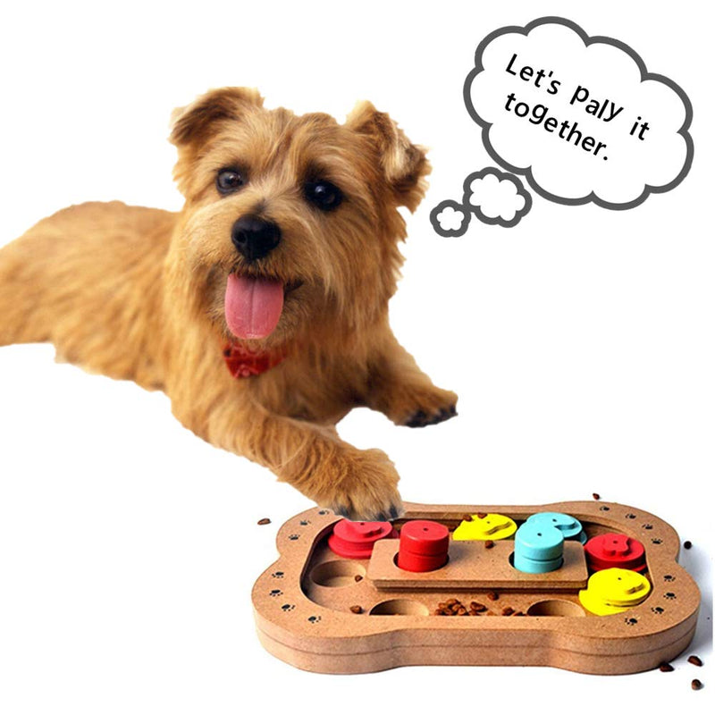 Kuiji Pet Intelligence Toy Interactive Fun Hide and Seek Food Treated Wooden Pet Paw & Bone Puzzle Toy for dogs and cats (Pet Bone) - PawsPlanet Australia