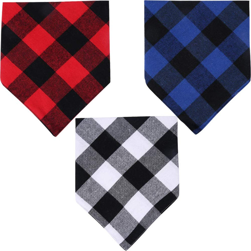 KZHAREEN 3 Pack Dog Bandana Plaid Reversible Triangle Bibs Scarf Accessories for Dogs Cats Pets Large - PawsPlanet Australia