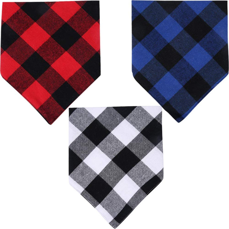 [Australia] - KZHAREEN 3 Pack Dog Bandana Plaid Reversible Triangle Bibs Scarf Accessories for Dogs Cats Pets Small 