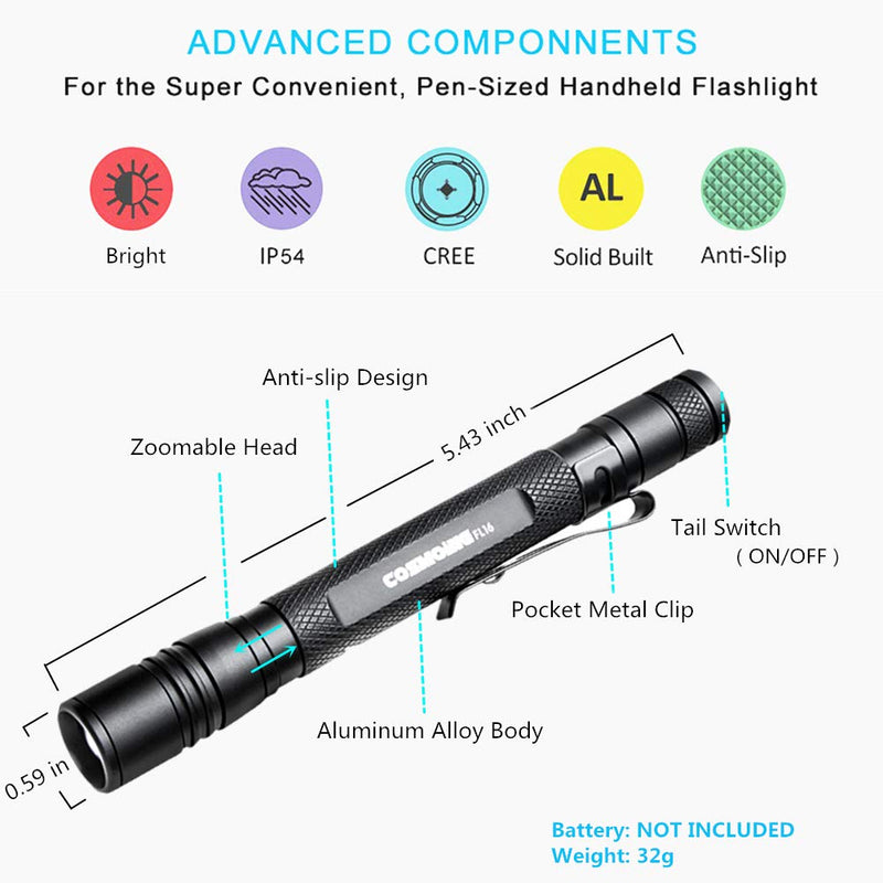 UV Flashlight, LED 395nm Ultraviolet Flashlight, Zoomable Pen Blacklight Flashlight IP54 Waterproof Detector for Pet Urine, Cat Dog Stains, Bed Bug, Household Wardrobe Toilet 1 Pcs-zoomable Penlight Flashlight - PawsPlanet Australia